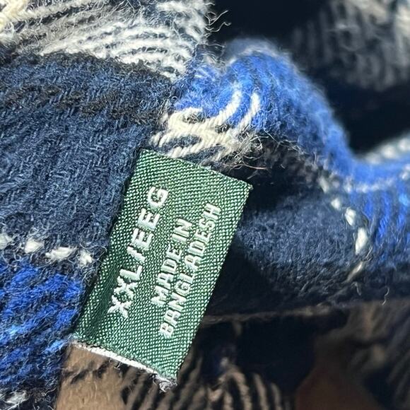 ORVIS Flannel Shacket Shirt Jacket Plaid Big Bear Button Men's XXL Pockets Blue - Picture 8 of 9